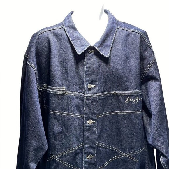 Sean John Mens XXL Denim Jacket Dark Blue - Picture 5 of 11